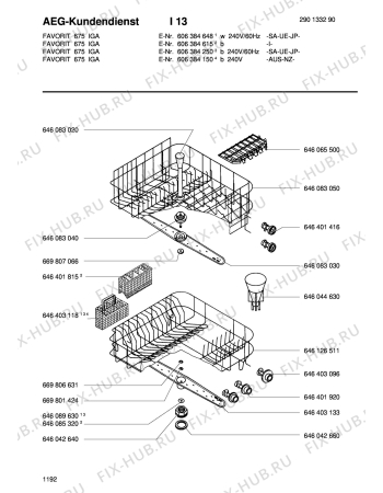 Взрыв-схема посудомоечной машины Aeg FAV675I-B  UE - Схема узла Baskets, tubes 061